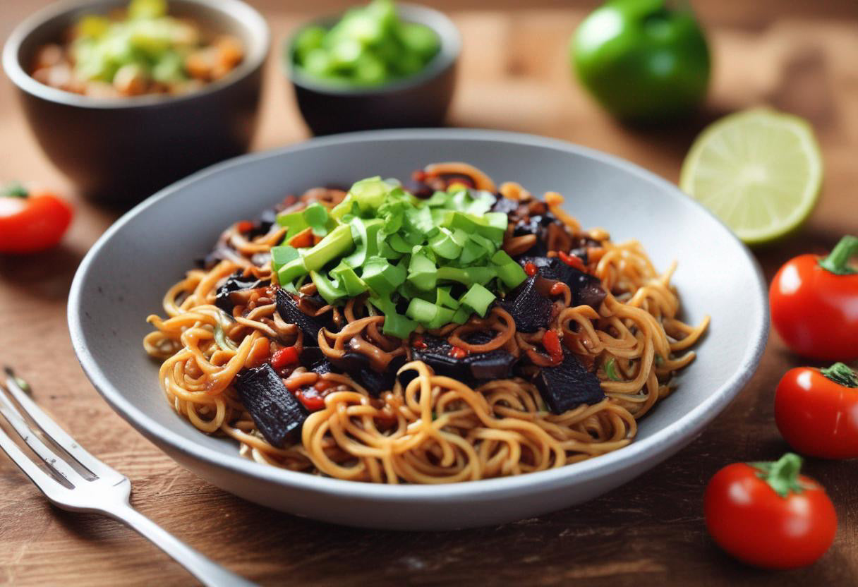 Spicy Black Garlic Peanut Noodles