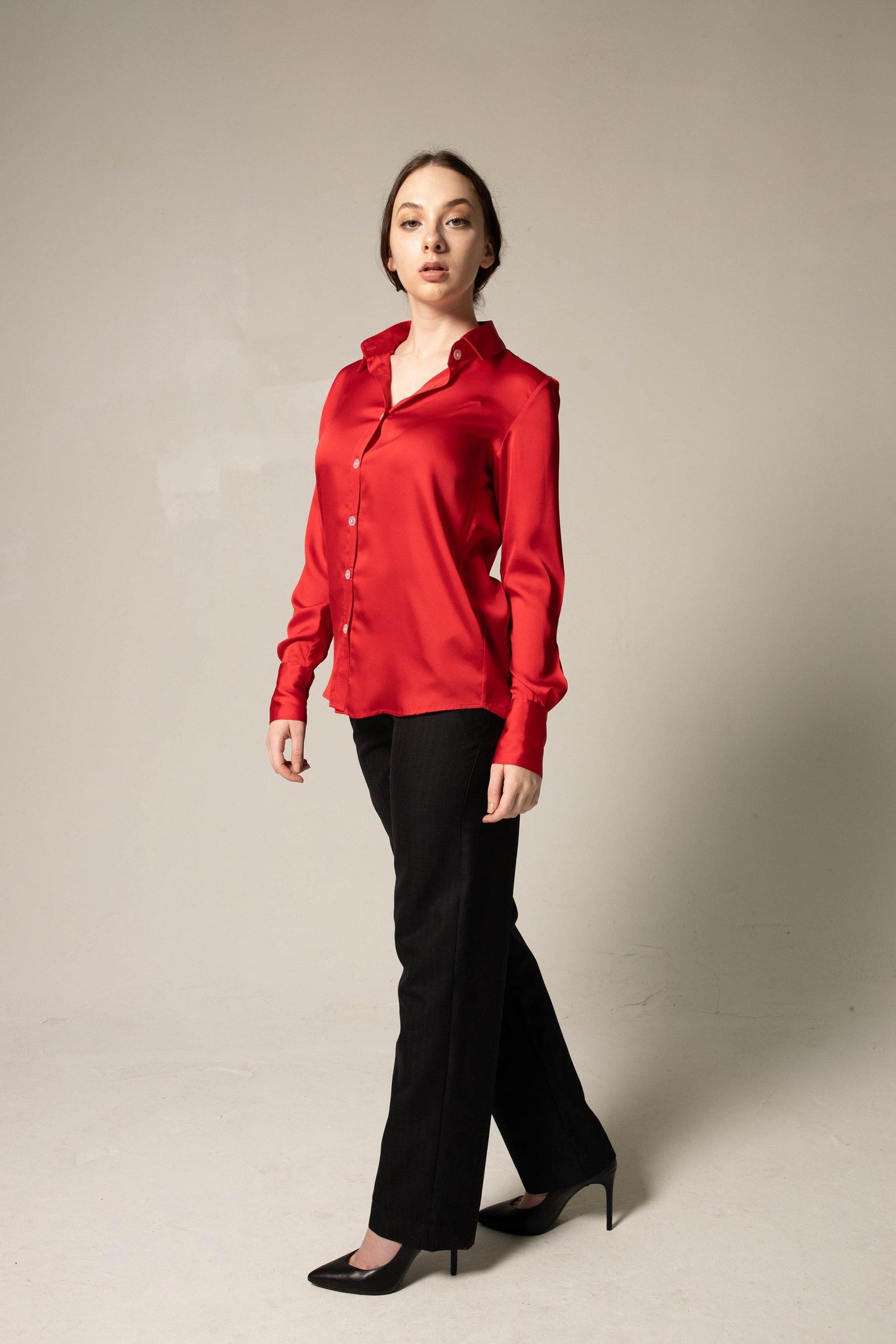 Luxe Silk Blouse in Red